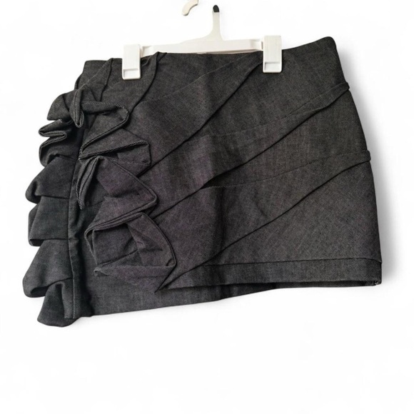 Lionne Dresses & Skirts - Lionne NYC Althea Charcoal Denim Ruffle Mini Skirt - Size Medium - NYFW Brand